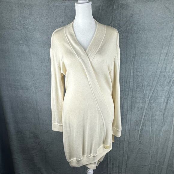 JINABE Dresses & Skirts - JINABE Dress Womens 2 Silk Sweater Cream Asymmetrical Neutral Minimalist Vintage